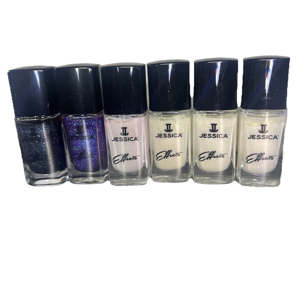 Jessica Effects ‎ Lacquer Polish, Lot Of 6 Glitter/Sparkle Combo Strengths Nails